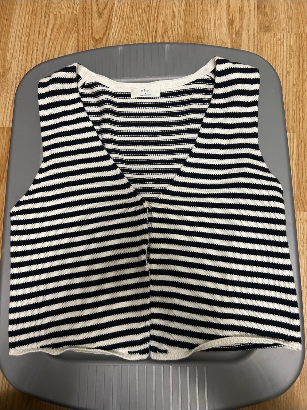 Wilfred Black and White Striped Knit Crop Top